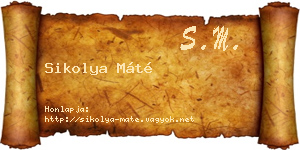 Sikolya Máté névjegykártya